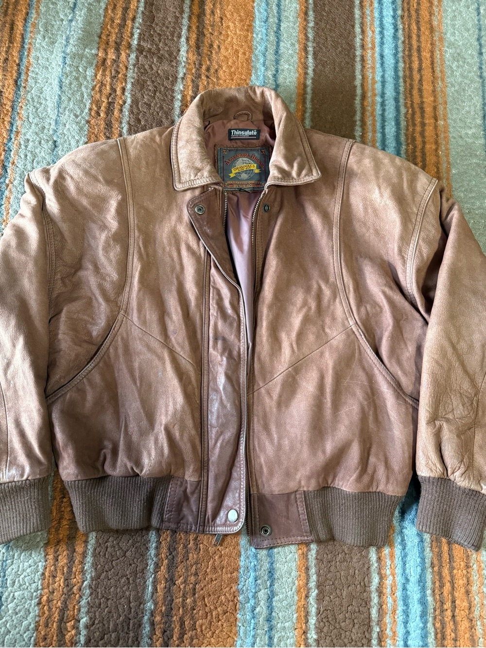 Vintage 90s Wilson’s Adventure Bound Brown Leather Bomber Jacket - Men's Small
